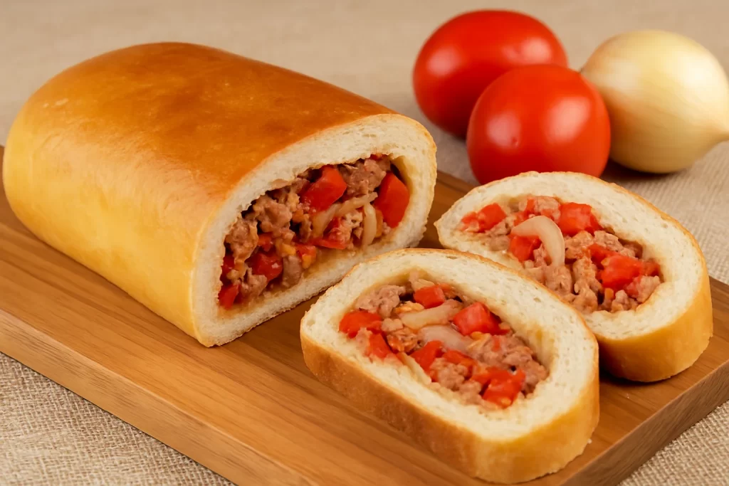 Pão de Calabresa: receita rápida e prática para dias corridos — recheio com linguiça, tomate e cebola