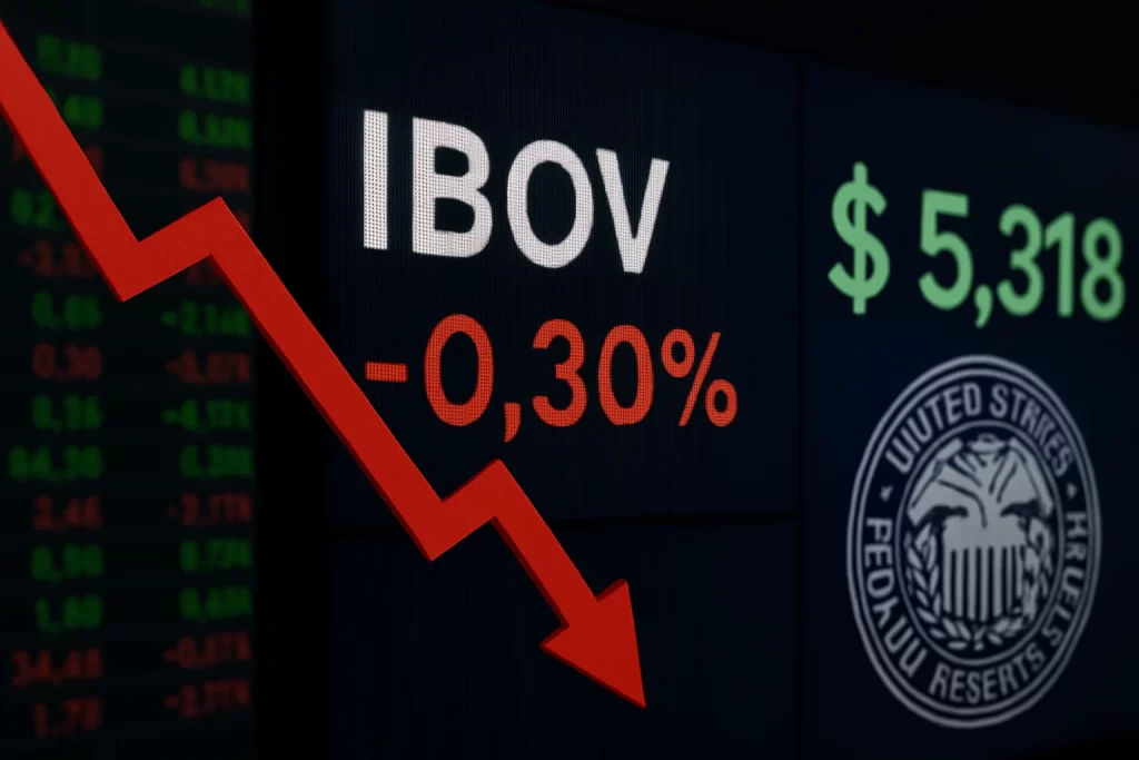 Ibovespa cai 0,3% e dólar recua a R$ 5,318 em dia de liquidação do Banco Master; mercado mira ata do Fed