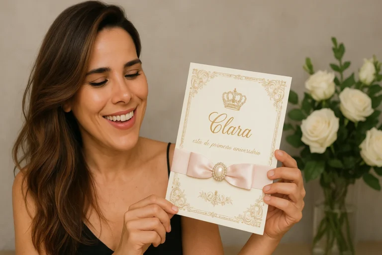 Imagem de capa horizontal 16:9 mostrando Wanessa Camargo emocionada com convite luxuoso do aniversário de Clara, veja que wanessa camargo.