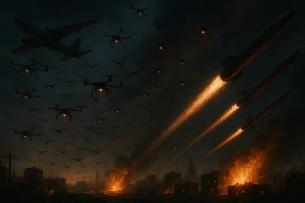 Rússia lança mega-ataque: 653 drones e 51 mísseis contra a Ucrânia; tensão e relatos de apagões em meio a negociações de paz