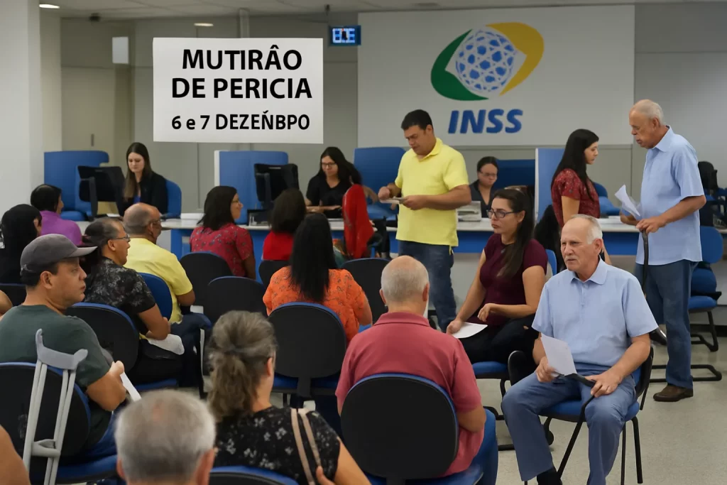 INSS faz mutirão nos dias 6 e 7 de dezembro: quase 19 mil perícias em 92 agências — mais de 13 mil agendadas, restam ~6 mil vagas